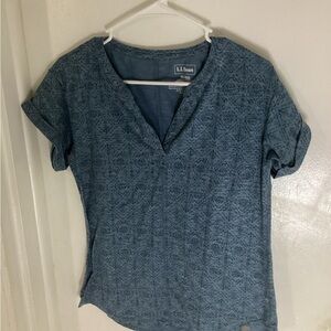 L.L. Bean Women's Streamside Short Sleeve Splitneck Tee Size XS